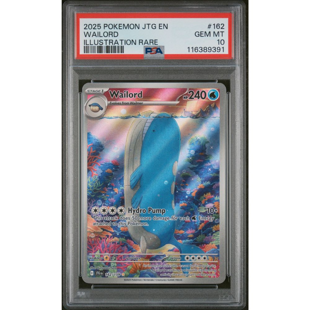 2025 Pokemon JTG En-Journey Together #162 Wailord Illustration Rare PSA 10