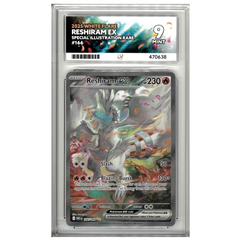 2025 Reshiram EX 166 Special Illustration Rare White Flare ACE GRADED 9