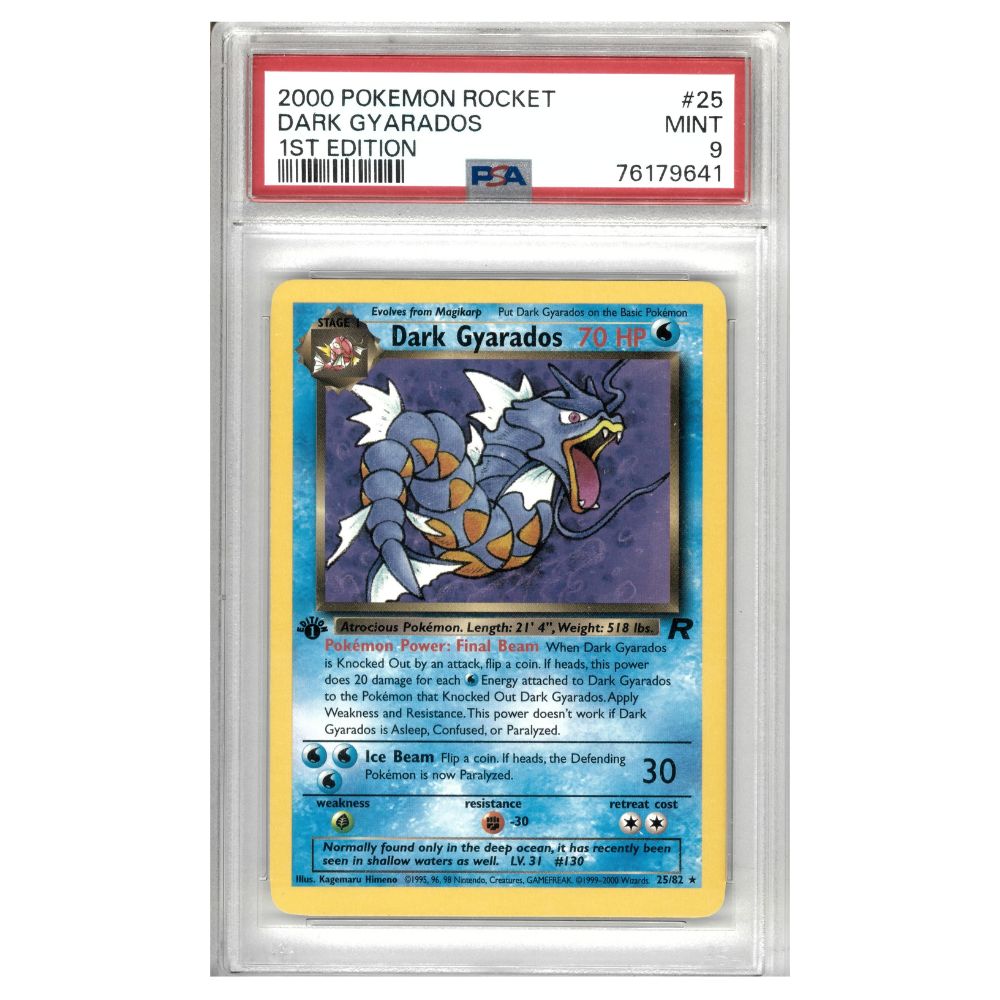 Pokemon 2000 Dark Gyarados 1st Edition 25 Rocket PSA GRADED 9