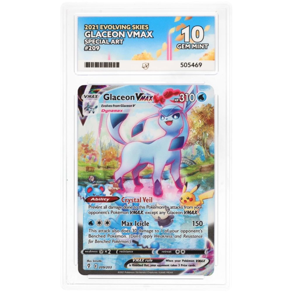 2021 Pokémon Evolving Skies Glaceon VMAX 209/203 – Alternate Art – ACE Gem Mint 10