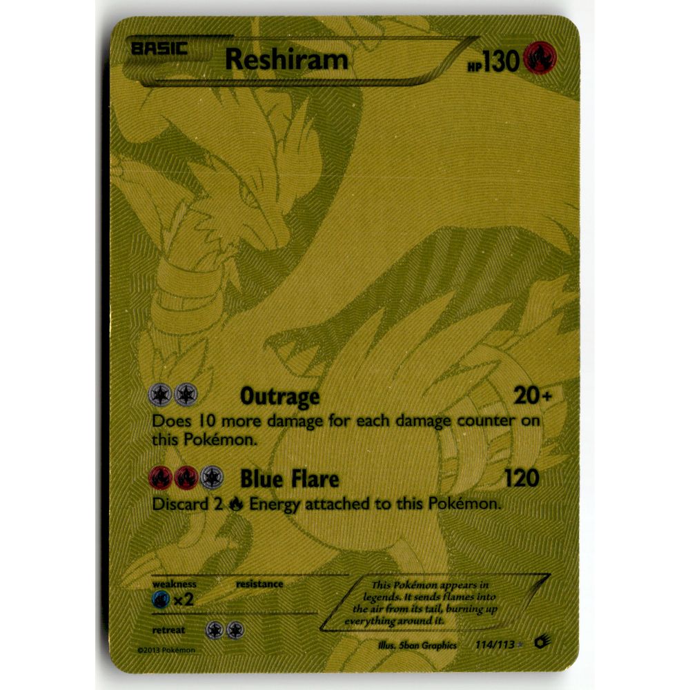 Pokemon Reshiram 114/113 Rare Secret Legendary Treasures MP