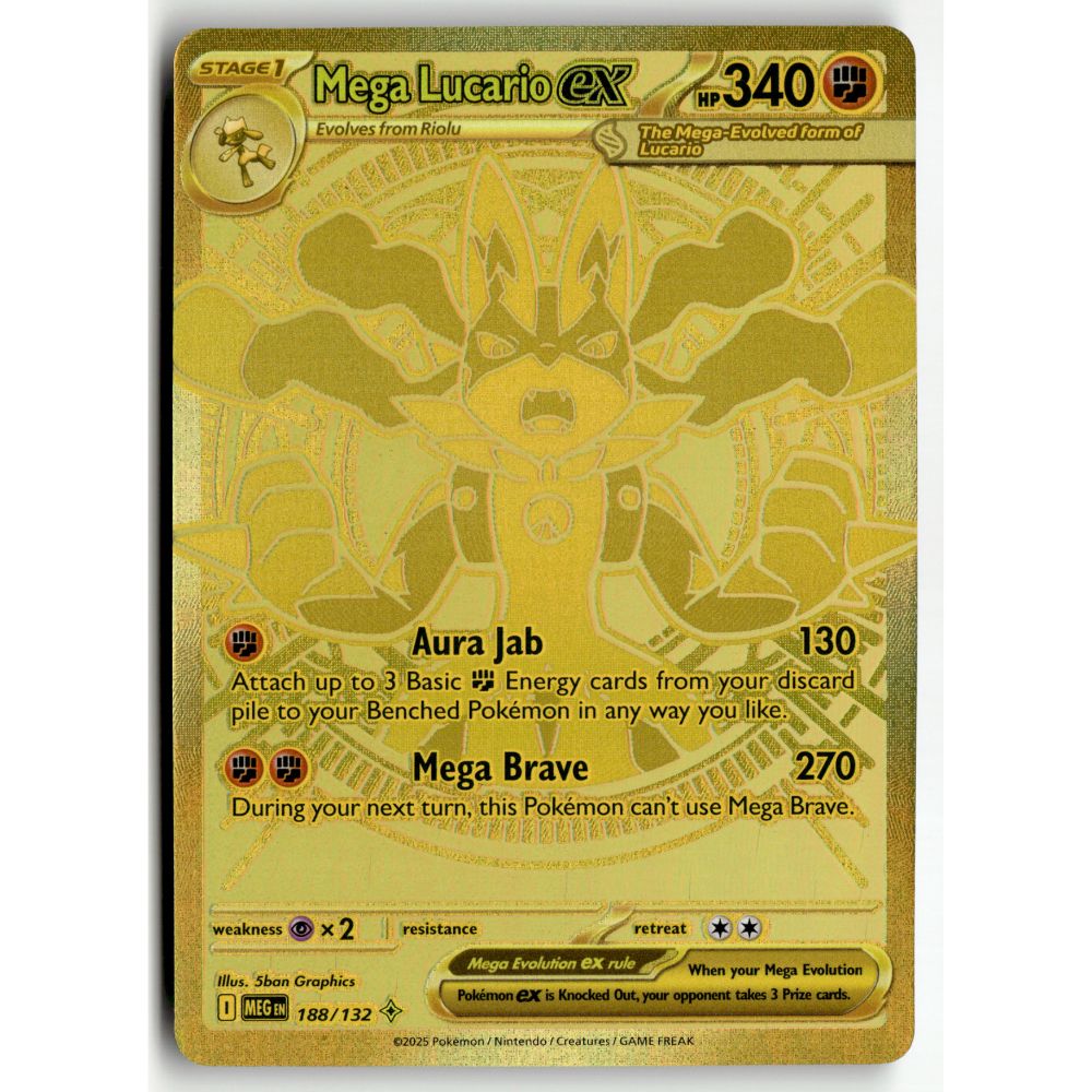 Pokemon Mega Lucario ex 188/132 Mega Hyper Rare Mega Evolution NM