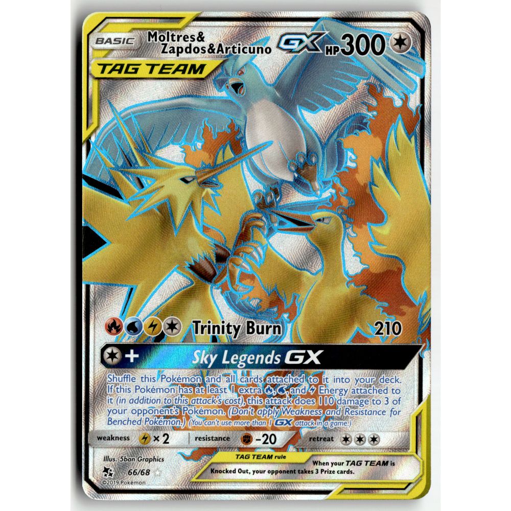 Pokemon Moltres & Zapdos & Articuno GX 66/68 Rare Ultra Hidden Fates NM
