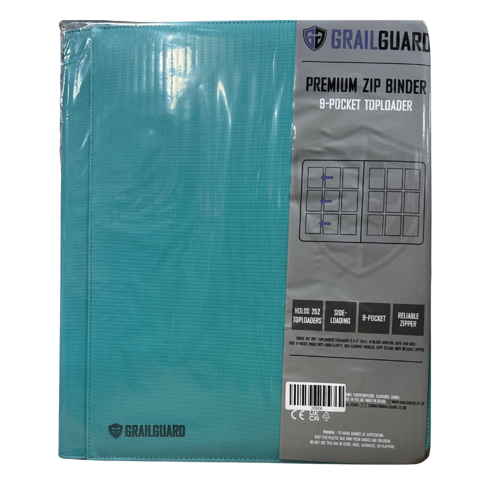 Grailguard Premium Turquoise  9 Pocket Toploader Zip Binder