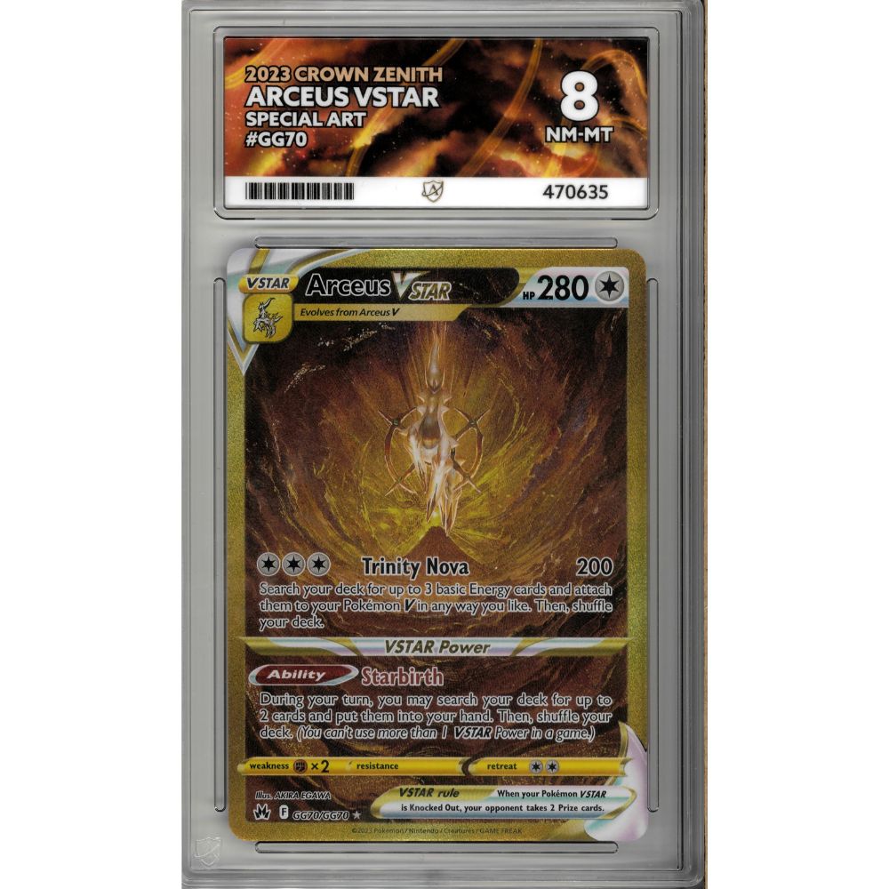 Pokemon 2023 Arceus Vstar GG70 Crown Zenith ACE GRADED 8