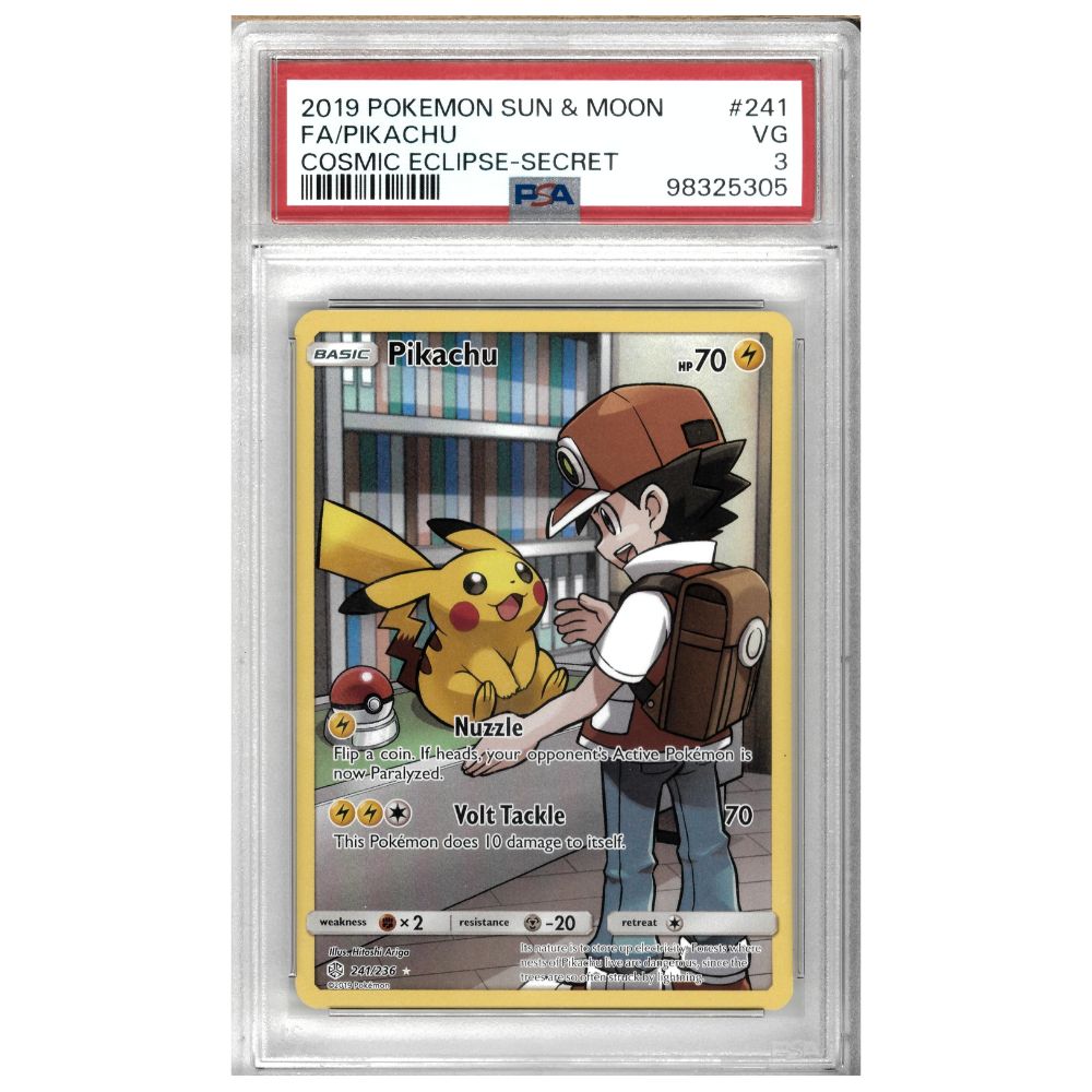 Pokemon Pikachu 241 Sun & Moon Cosmic Eclipse PSA 3