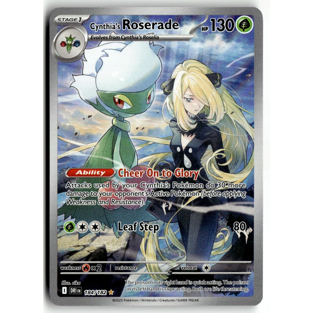 Pokemon Cynthia's Roserade 184/182 Illustration Rare Destined Rivals NM