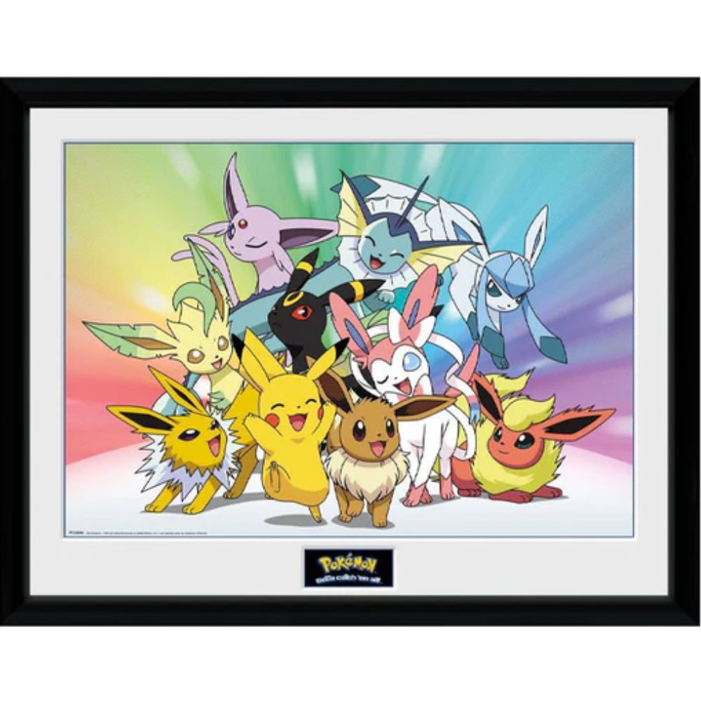 Pokemon Pikachu & Eeveelutions Framed Print