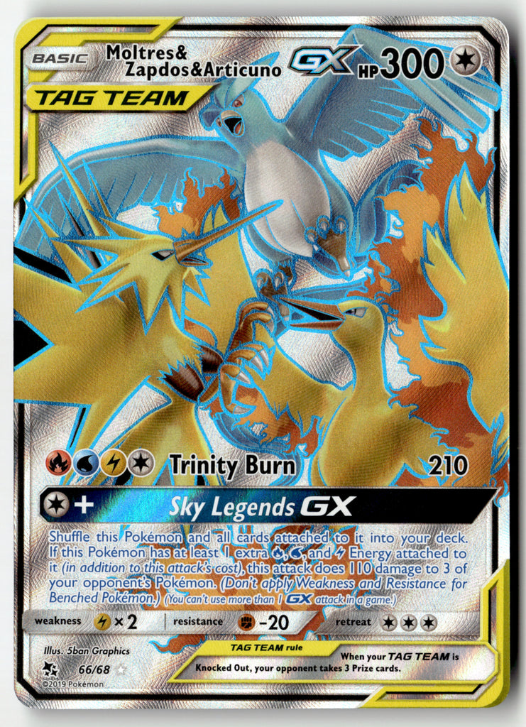 Pokemon - Moltres & Zapdos & Articuno-GX 66 - Hidden Fates - Near Mint