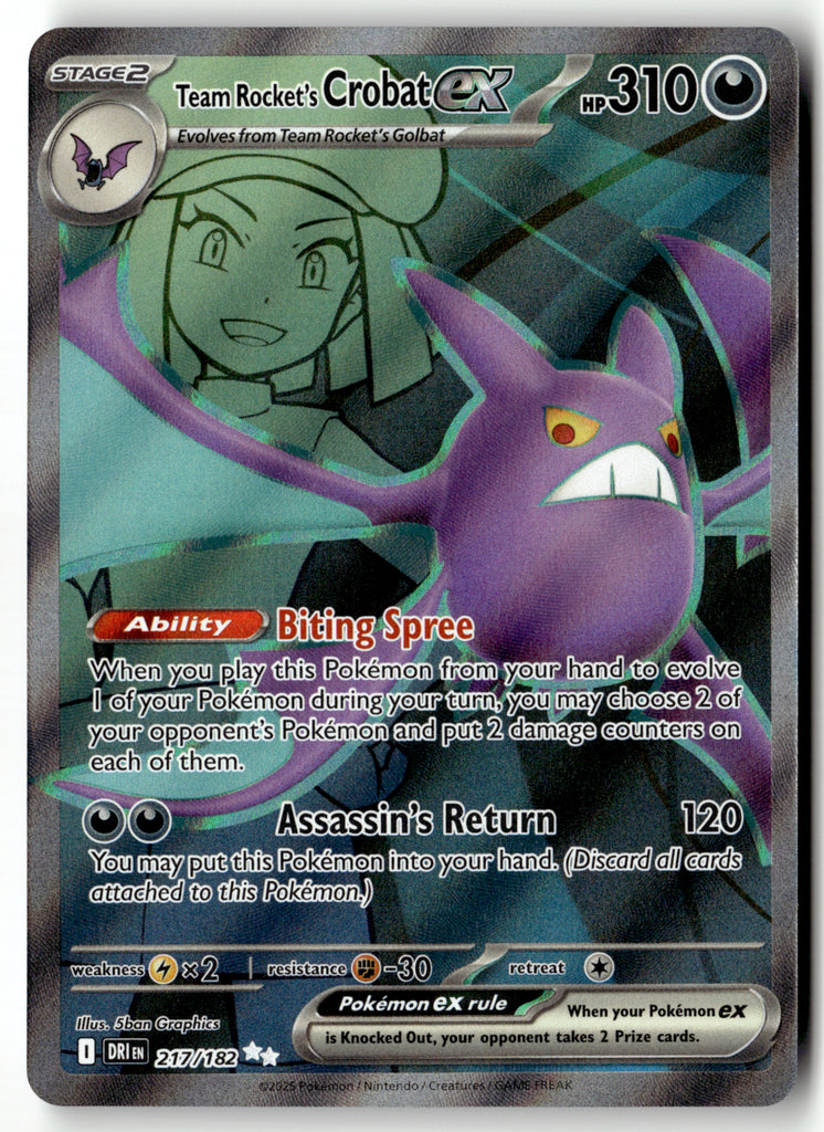Pokemon - Team Rocket's Crobat ex 217 - Destined Rivals - Near Mint